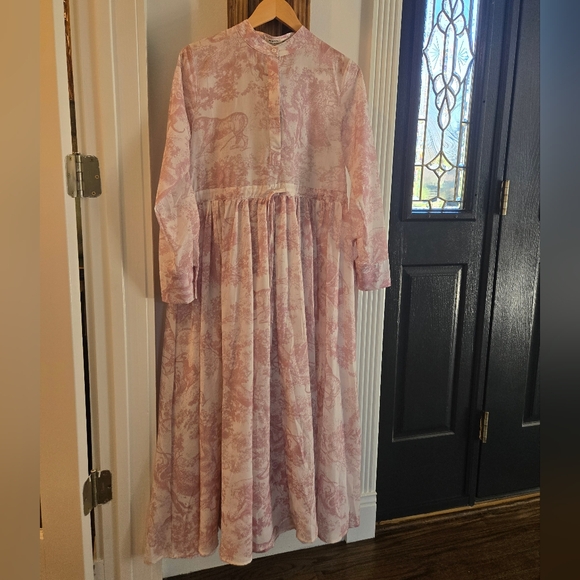 Maxi Dress with Draw Waist - Pink Detail - Picture 1 of 6